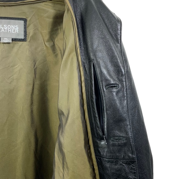 WILSONS LEATHER Nice Heavy Weight Leather Jacket Button Down XL Black Lined - Picture 10 of 12